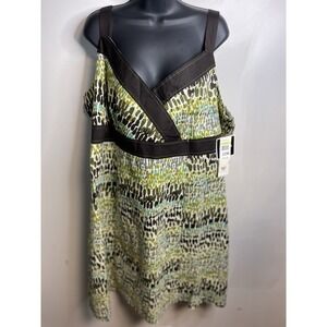 NWT R & K Originals Woman Olive Sundress Women's Size 22W Sleeveless Straps